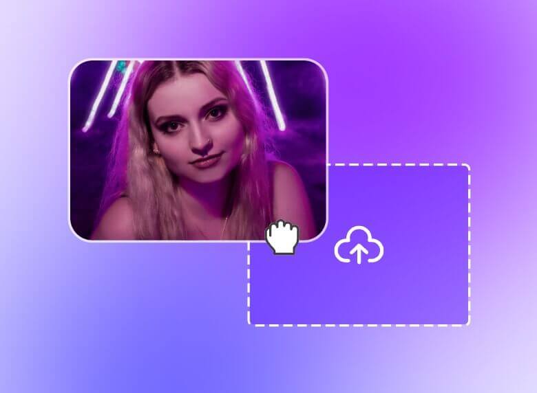 Fotorの動画品質向上サイトへ金髪の女の子の動画をドラッグ&ドロップします