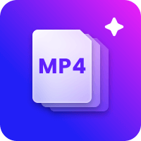 パープルグラデーションの色合いのMP4形式のアイコン
