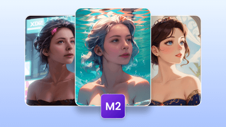 Génération d'images IA avec le modèle AI M2 de Fotor, dans des styles sous-marin, réaliste et anime